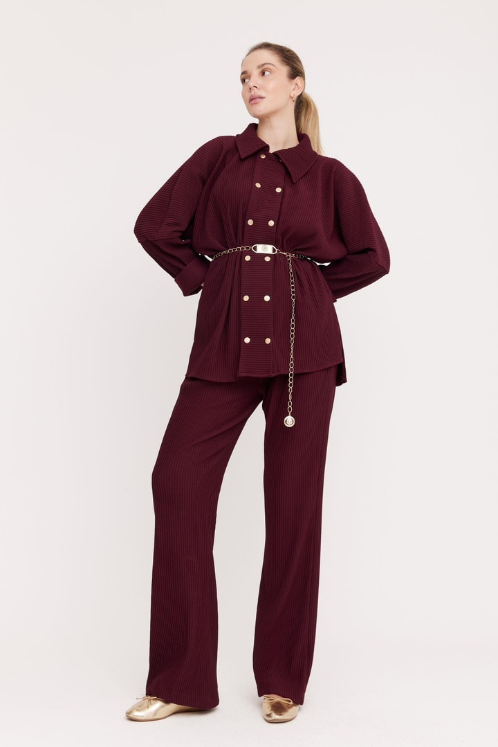Sunry Patlı Çıtçıtlı Fitilli Takım - Bordo