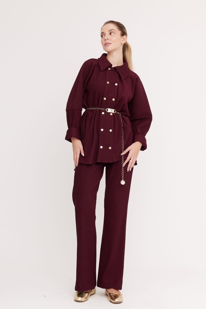 Sunry Patlı Çıtçıtlı Fitilli Takım - Bordo