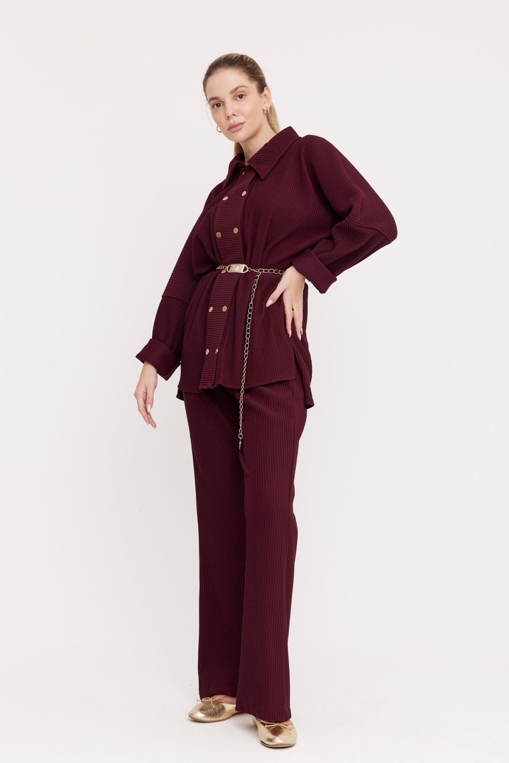 Sunry Patlı Çıtçıtlı Fitilli Takım - Bordo