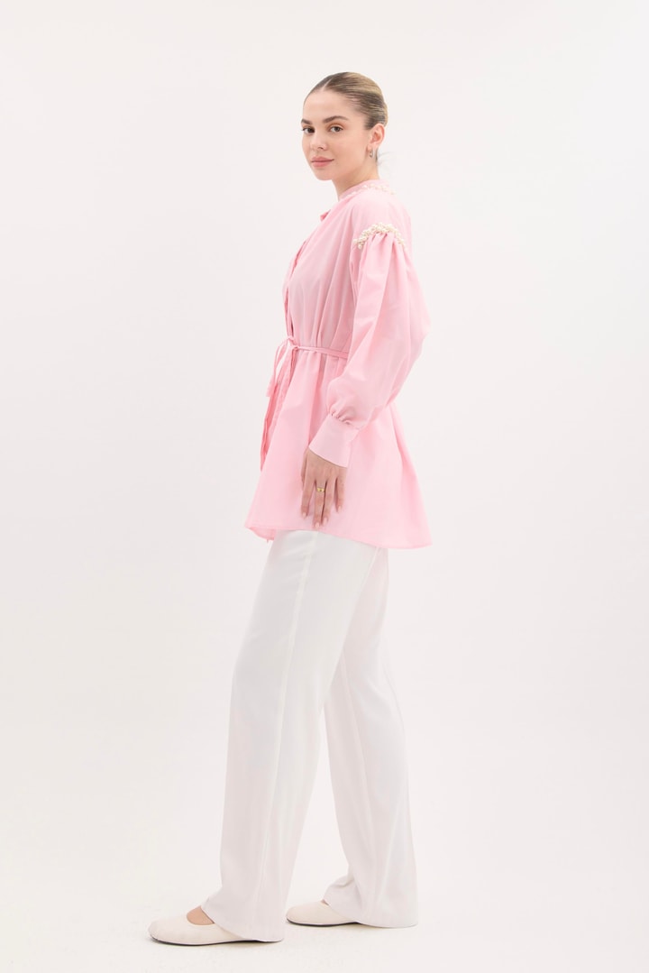 Tilda Kol İnci Detaylı Gömlek - Pembe
