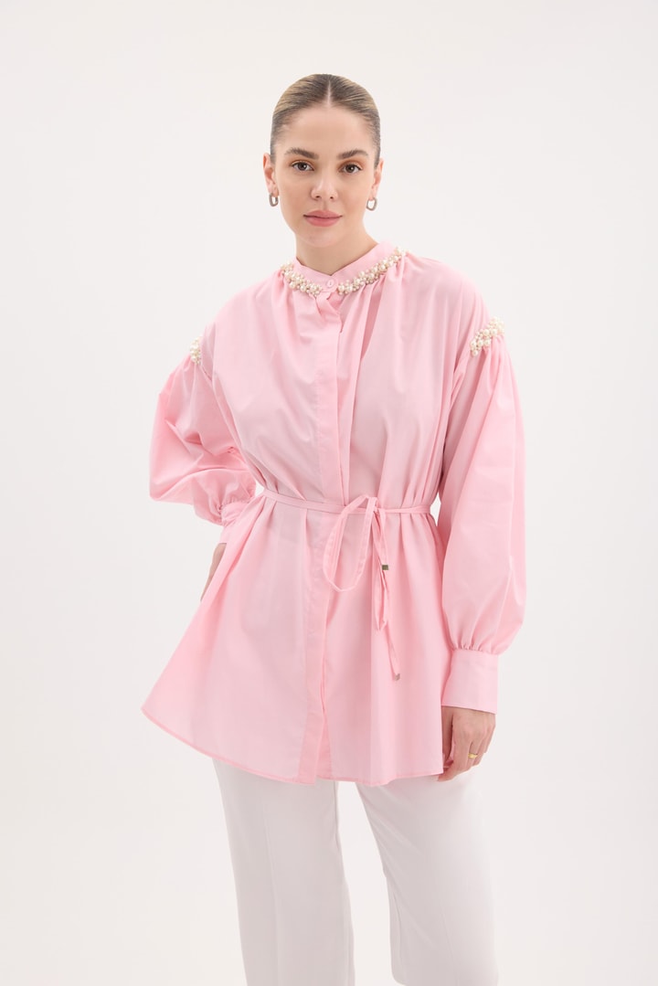 Tilda Kol İnci Detaylı Gömlek - Pembe