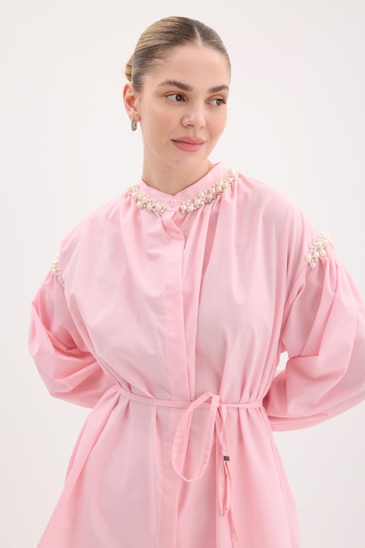 Tilda Kol İnci Detaylı Gömlek - Pembe