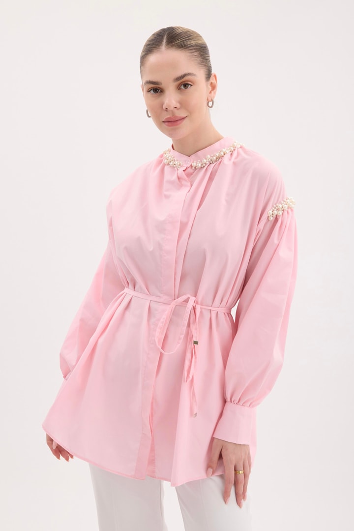 Tilda Kol İnci Detaylı Gömlek - Pembe