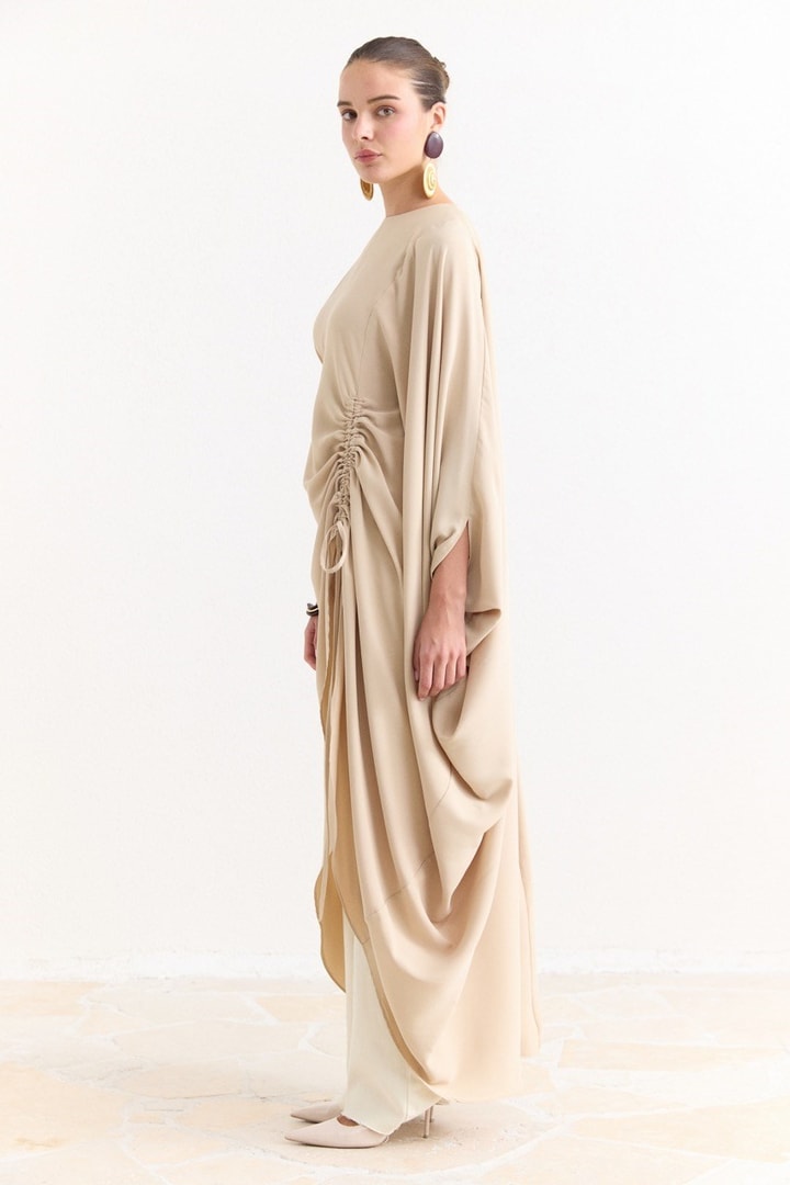 Tünel Detaylı Abaya - Bej