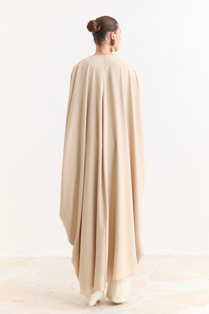 Tünel Detaylı Abaya - Bej