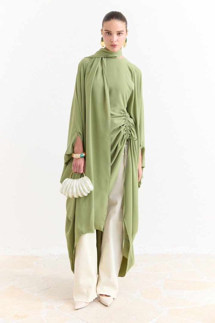 Tünel Detaylı Abaya - Çağla