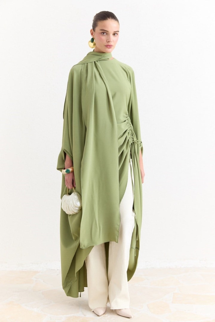 Tünel Detaylı Abaya - Çağla
