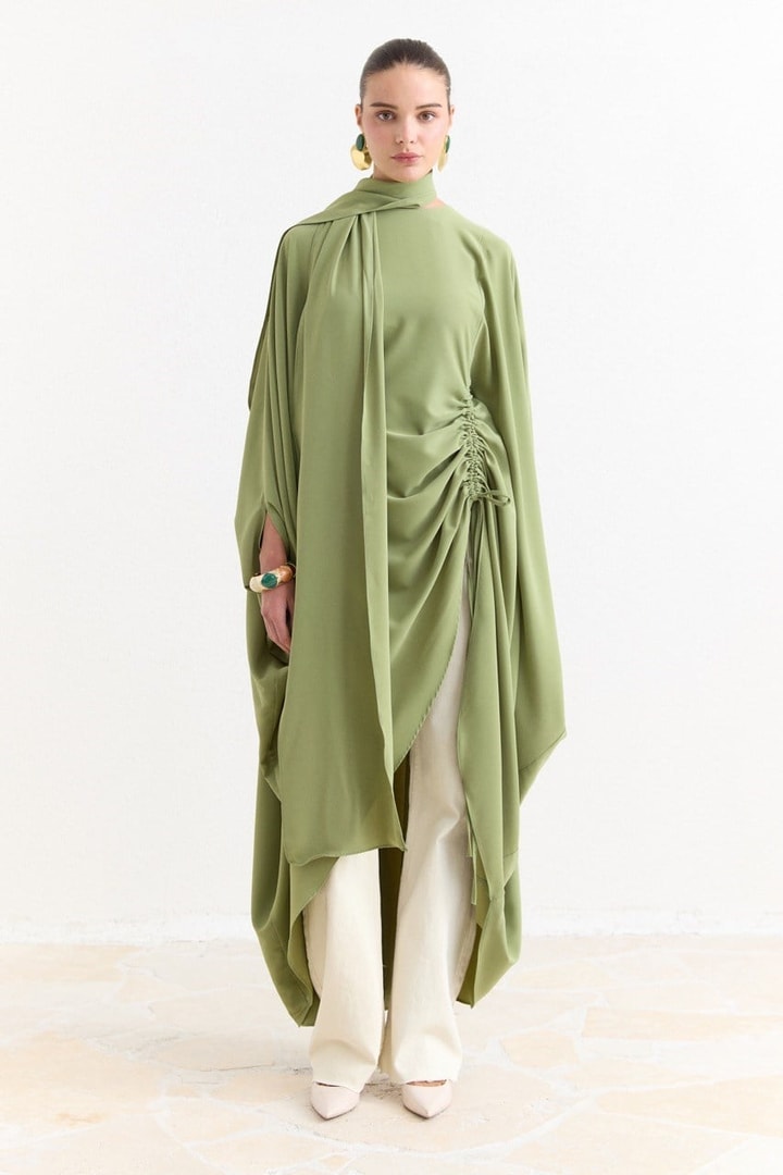 Tünel Detaylı Abaya - Çağla