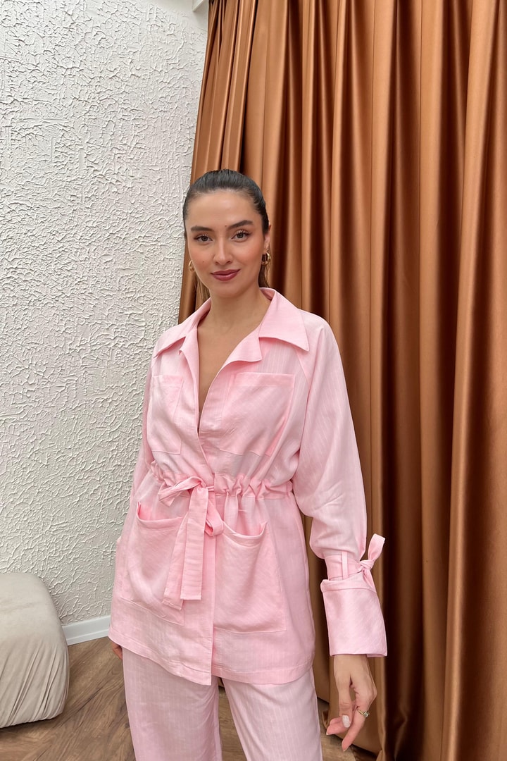 Valeria Çizgili Takım - Pembe