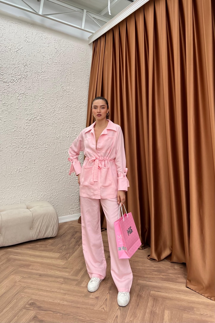 Valeria Çizgili Takım - Pembe