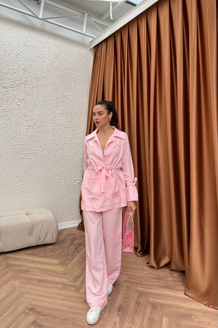 Valeria Çizgili Takım - Pembe