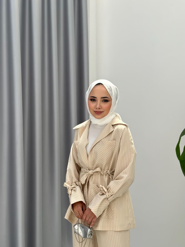 Valeria Çizgili Takım - Sarı