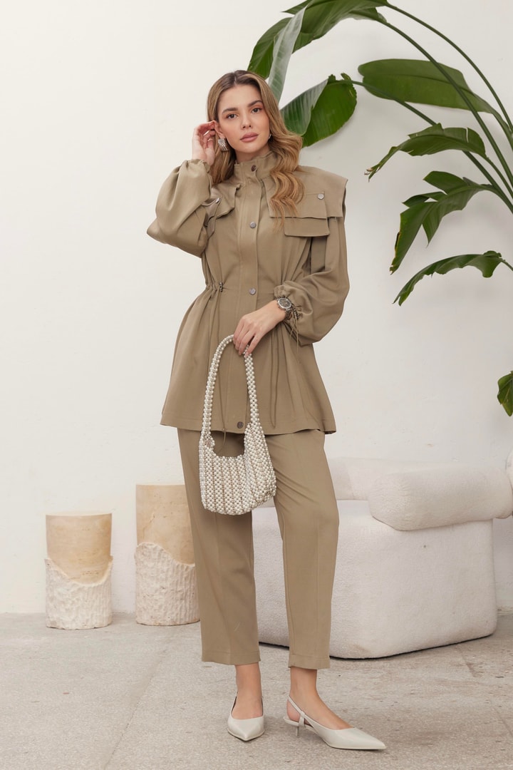 Vanessa Omuz Detaylı Takım - Haki