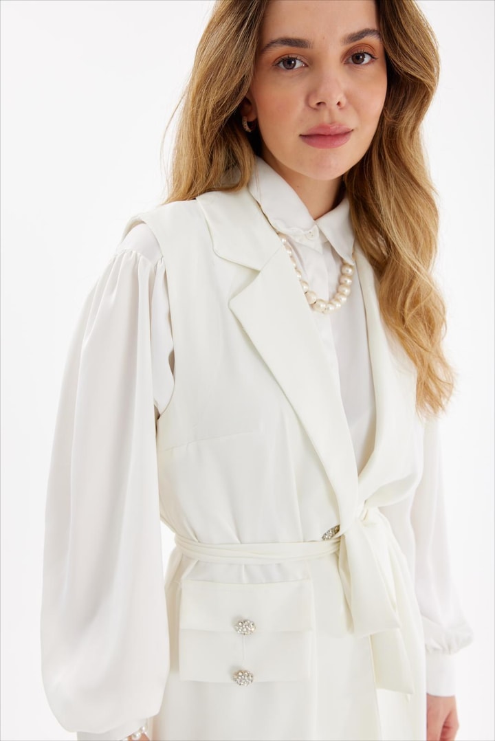 Vannes Yelekli Takım - Beyaz