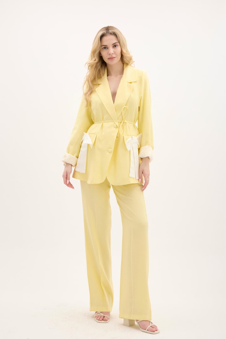 Venezia Fiyonk Detay Blazer Ceket Takım - Sarı
