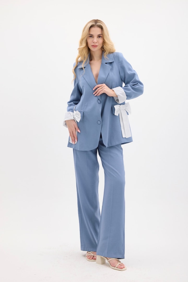 Venezia Fiyonk Detay Blazer Ceket Takım - Lacivert