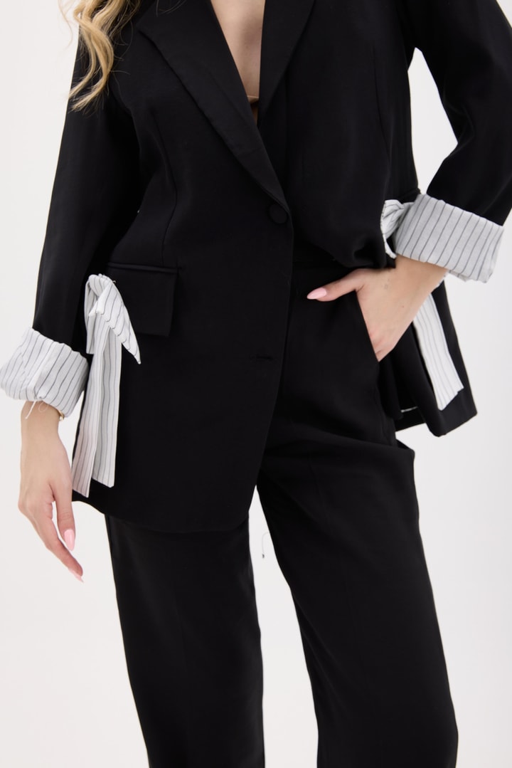 Venezia Fiyonk Detay Blazer Ceket Takım - Siyah