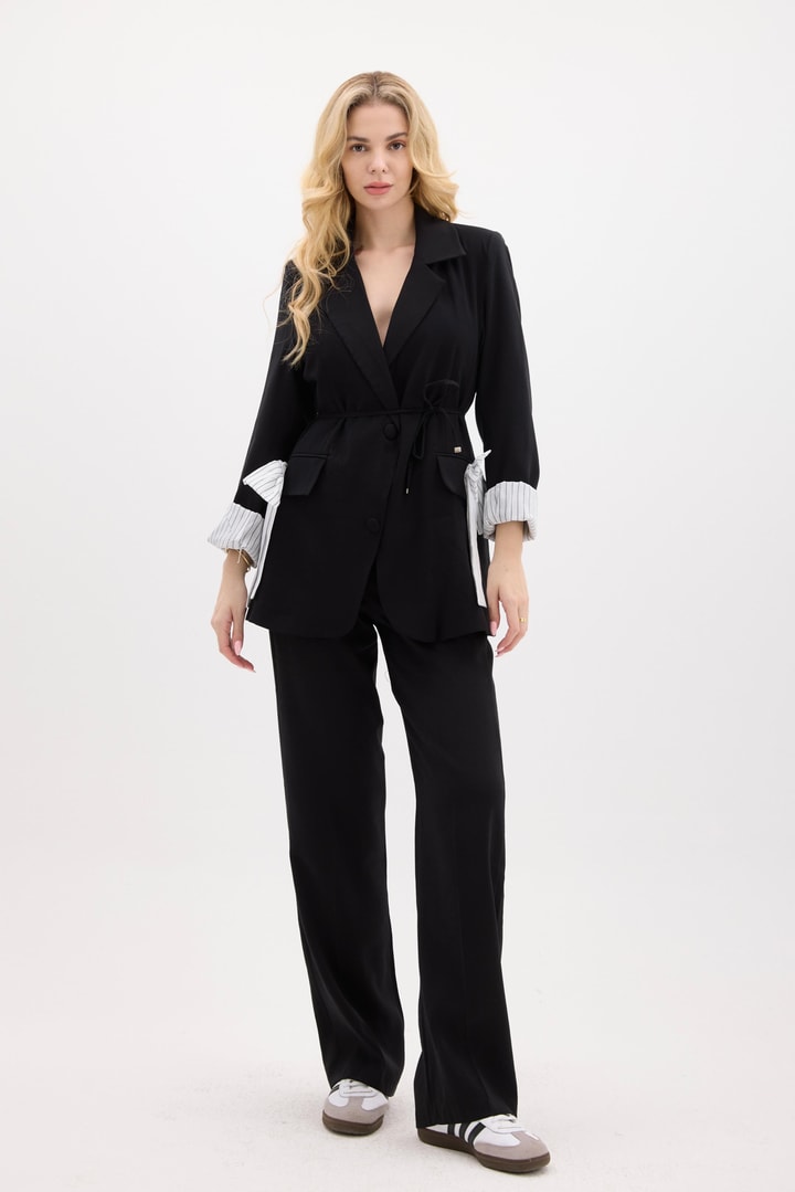 Venezia Fiyonk Detay Blazer Ceket Takım - Siyah