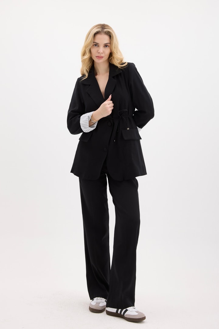 Venezia Fiyonk Detay Blazer Ceket Takım - Siyah