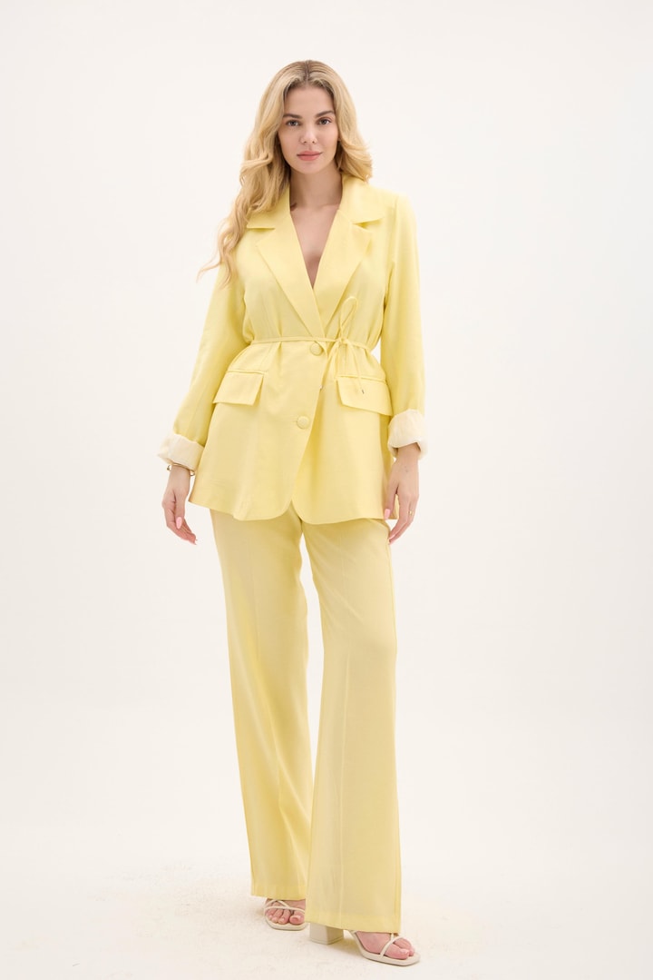 Venezia Fiyonk Detay Blazer Ceket Takım - Sarı