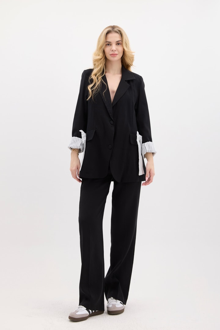 Venezia Fiyonk Detay Blazer Ceket Takım - Siyah