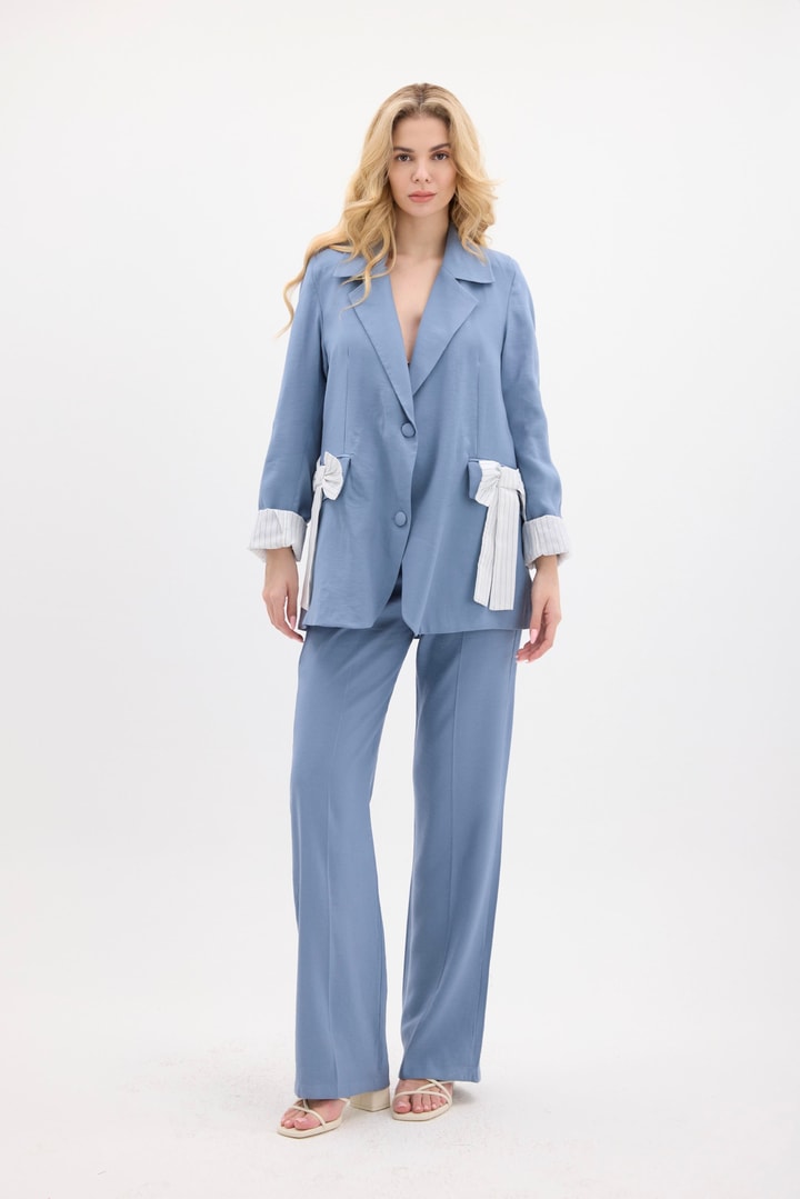 Venezia Fiyonk Detay Blazer Ceket Takım - Lacivert