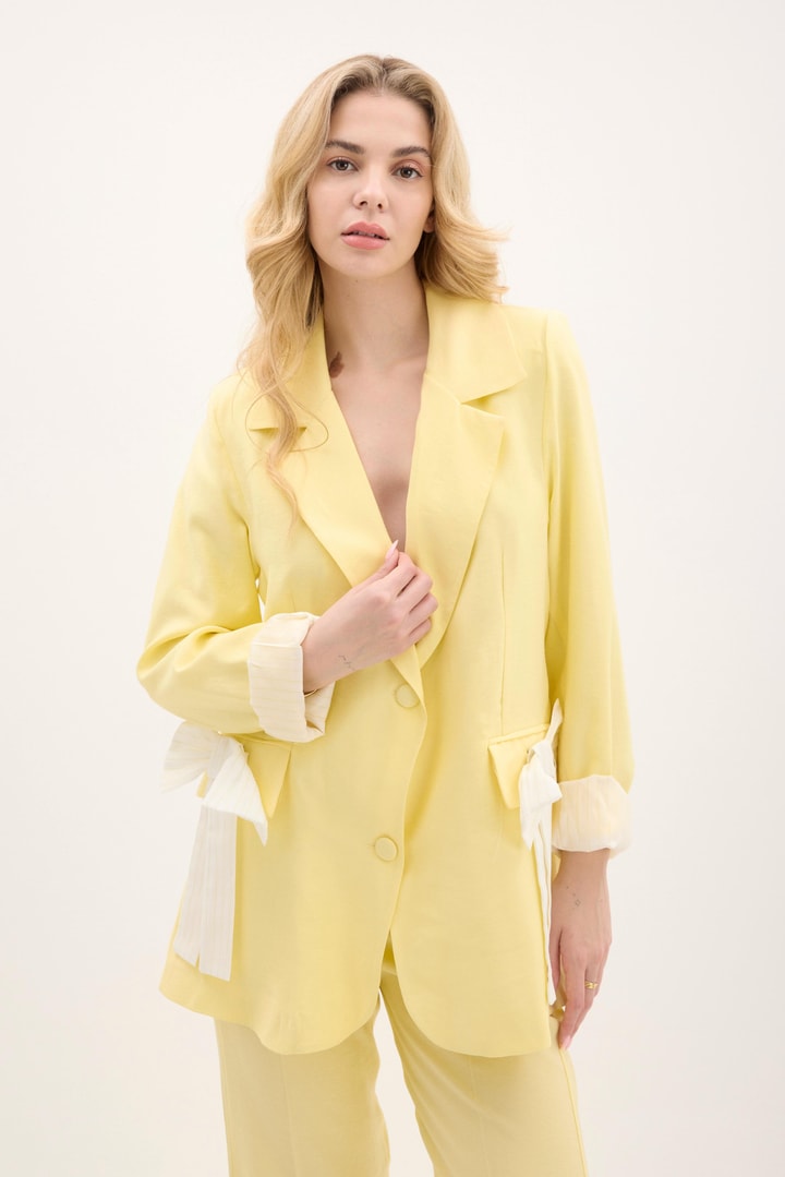 Venezia Fiyonk Detay Blazer Ceket Takım - Sarı