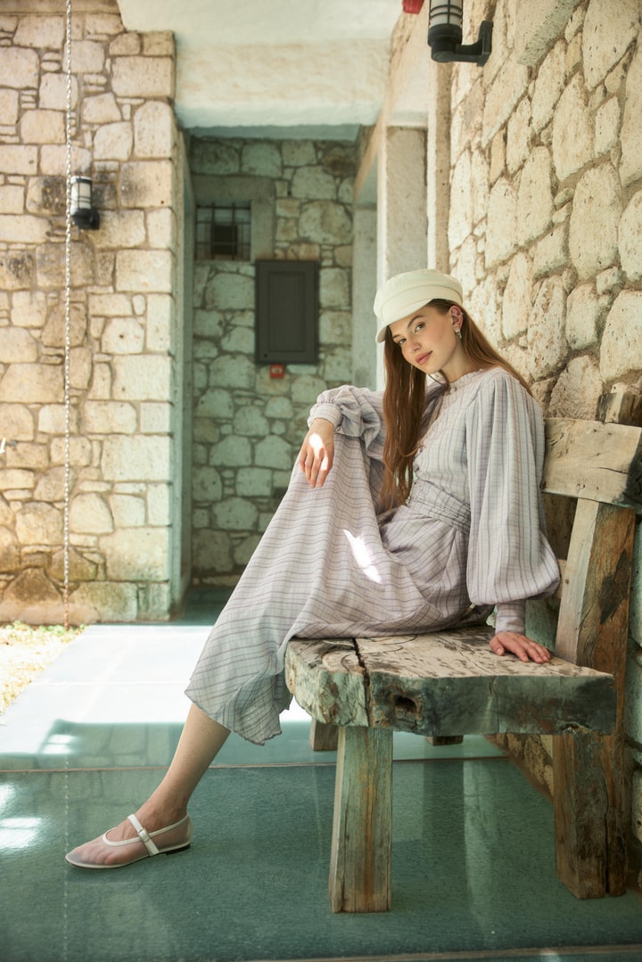 Venna Düğme Detaylı Elbise - Lila