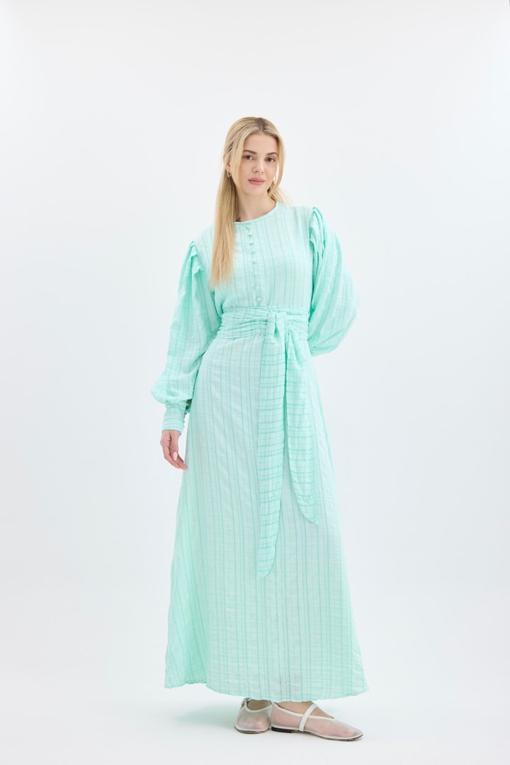 Venna Düğme Detaylı Elbise - Mint