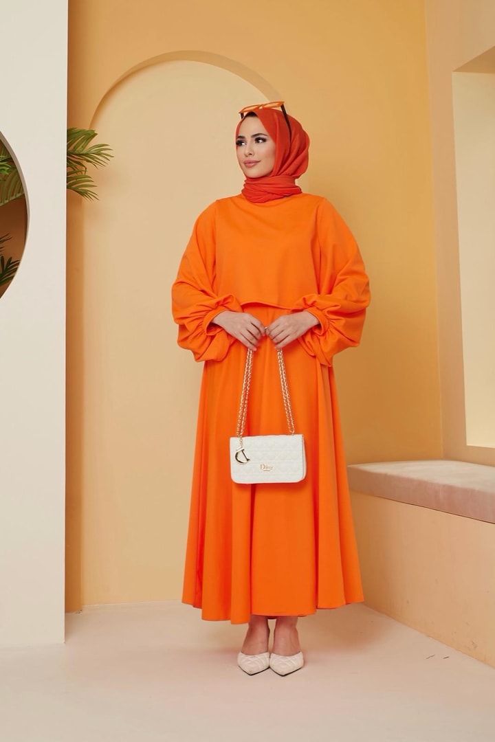 Veranika Double Balon Etek Takım - Oranj