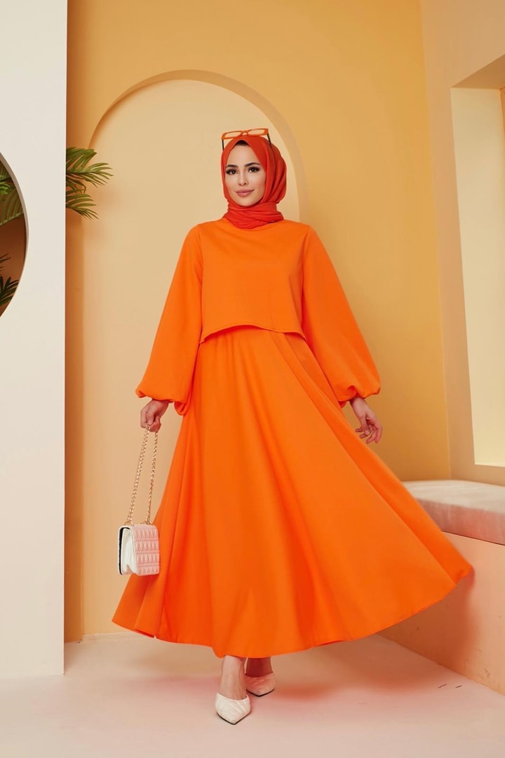 Veranika Double Balon Etek Takım - Oranj