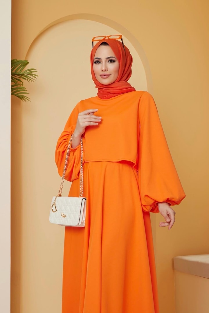 Veranika Double Balon Etek Takım - Oranj