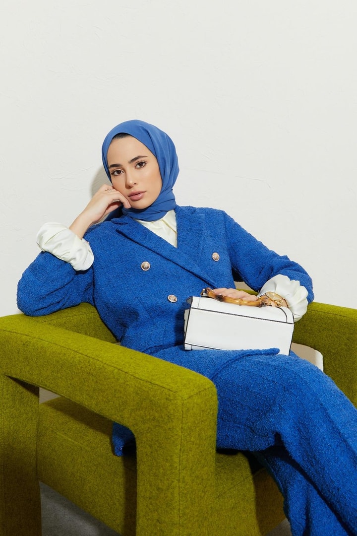 Vina Tüvit Ceket Takım - saks mavisi