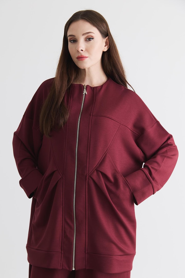 Wila Fermuarlı Basic Takım - Bordo