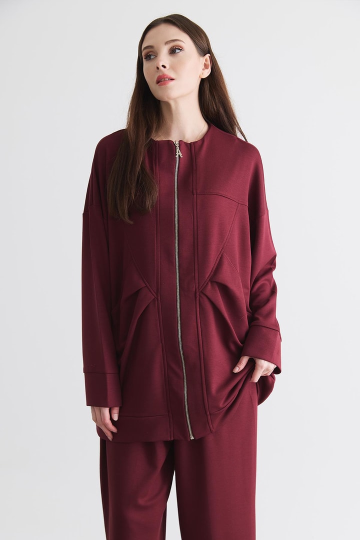 Wila Fermuarlı Basic Takım - Bordo
