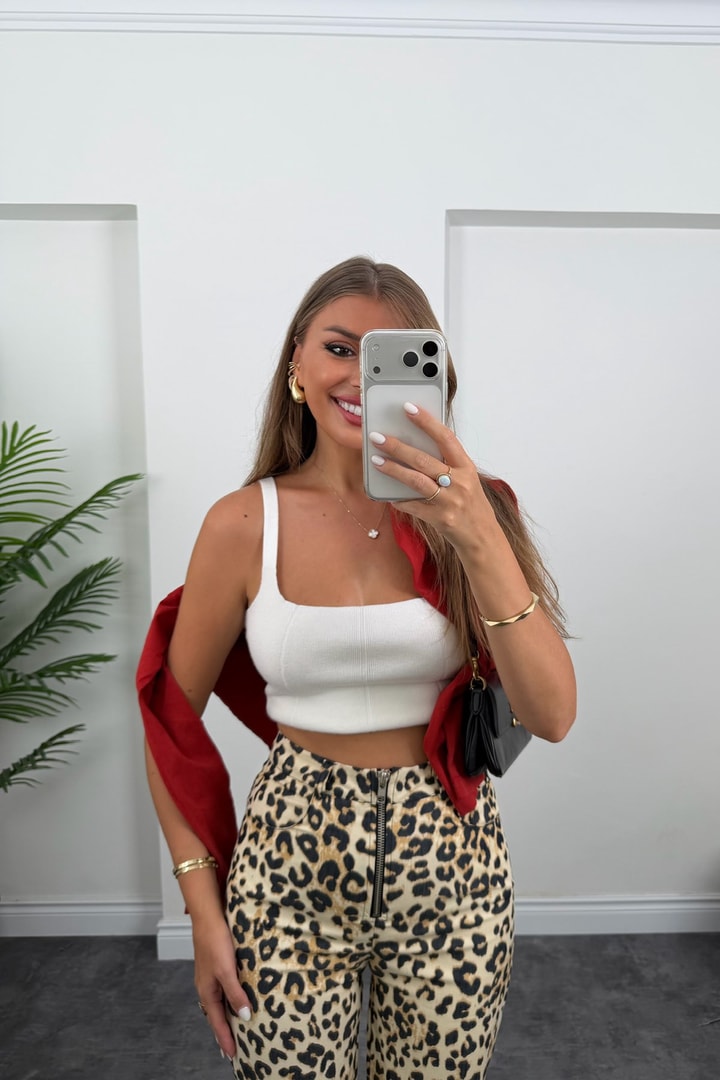 Bebe Marka Likralı Bilek Boy Leopar Jean Pantolon