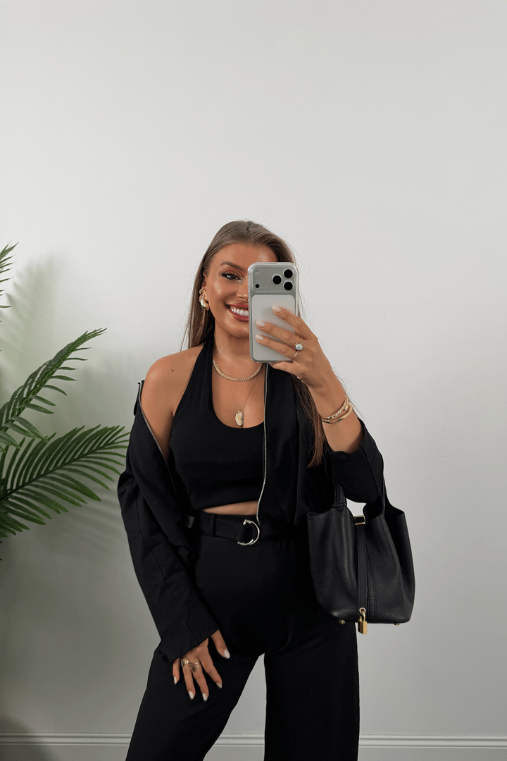 Bomber Ceketli Jogger Pantolon Takım Siyah