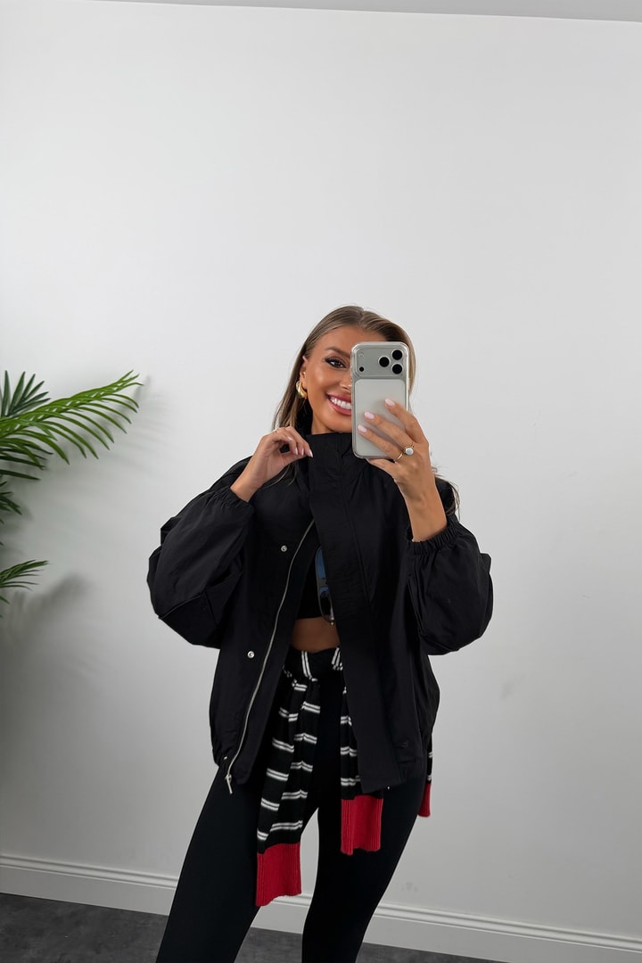 Dik Yaka Basic Bomber Mont Siyah