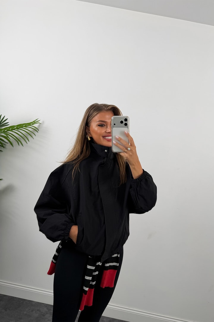 Dik Yaka Basic Bomber Mont Siyah