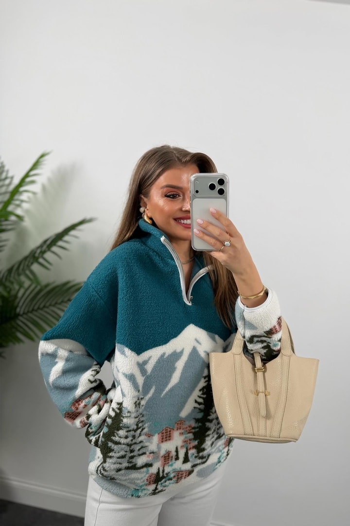 Dön Oysh Model Sırtı Yazılı Polar Sweat