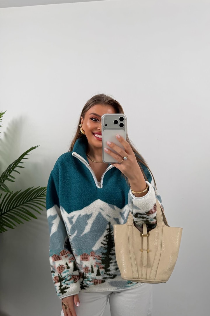 Dön Oysh Model Sırtı Yazılı Polar Sweat