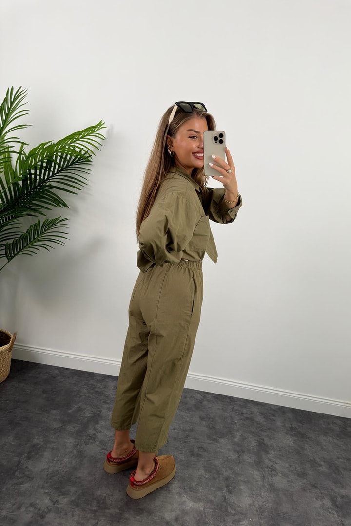 Galia Premium Kalite Gömlek Jogger Pantolon Takım Haki
