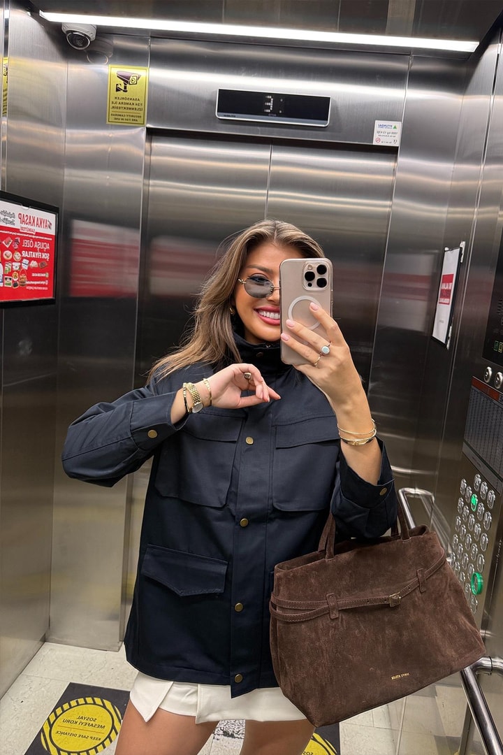 İngiliz Model Lüx Kalite 4 Cepli Parka Trençkot Lacivert