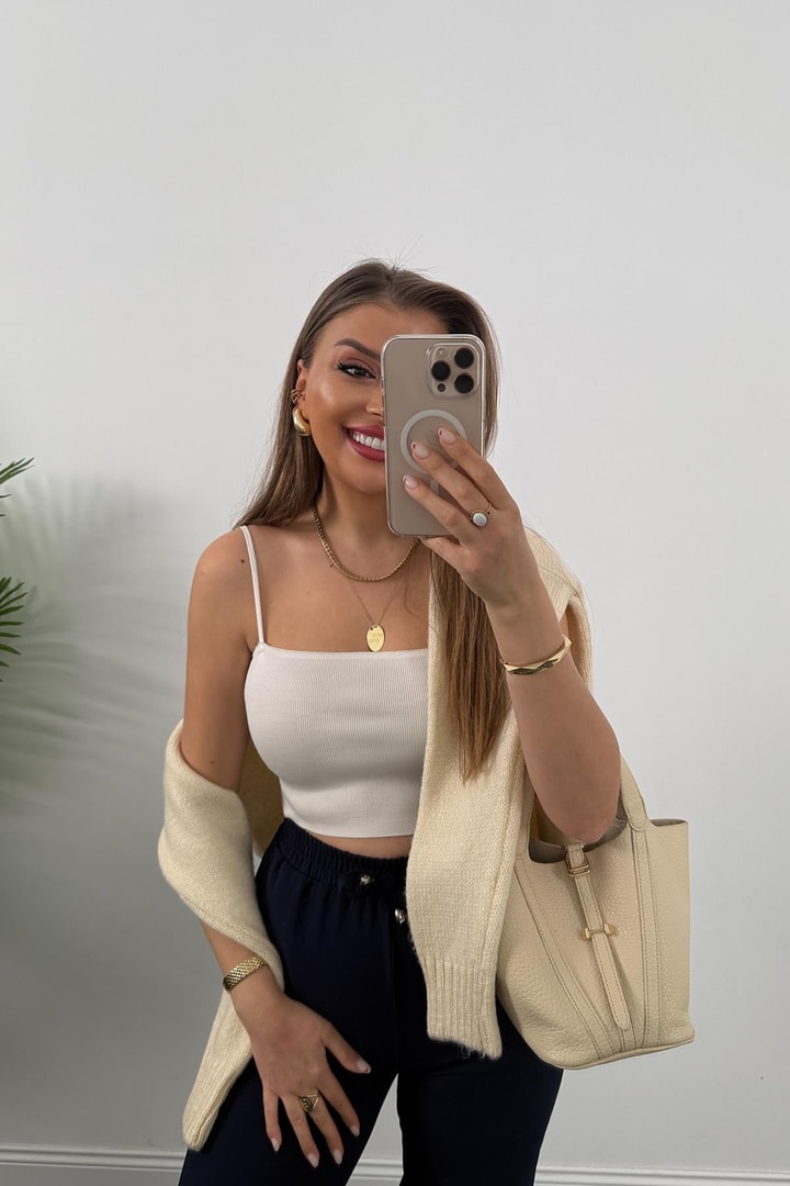 İthal Kumaş Beli Lastikli Atlas Jogger Pantolon Lacivert