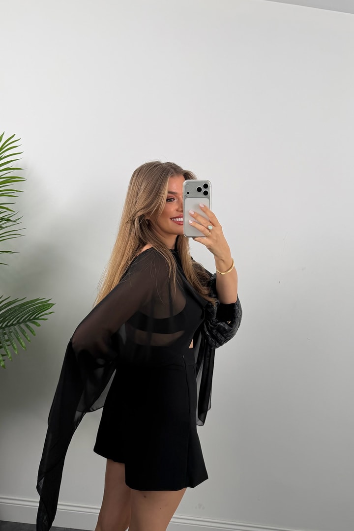 Premium Seri Double Kumaş Şort Etek Siyah 
