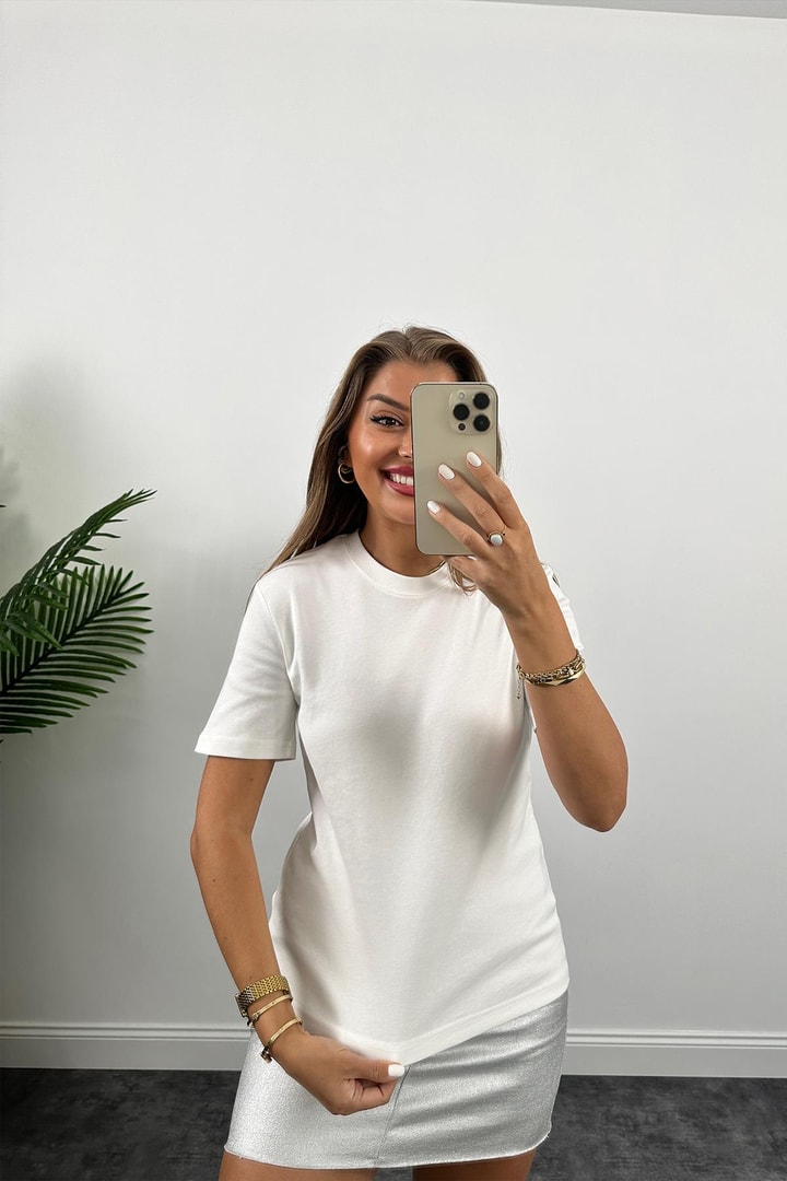 Lüx Kalite Tam Pamuklu Tok Kumaş Massi Basic Beyaz