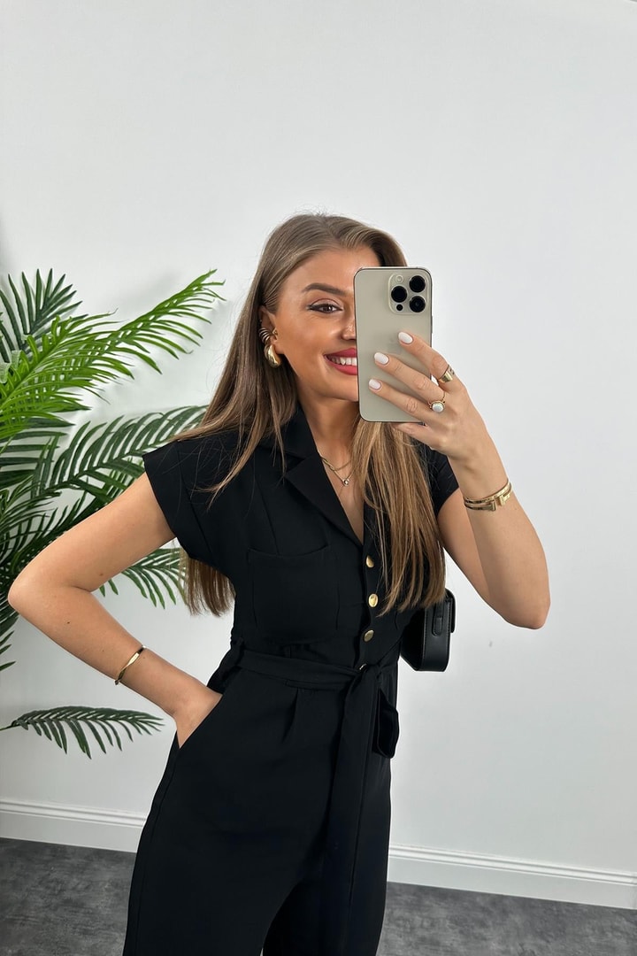 Marka Model Gold Düğmeli Palazzo Tulum