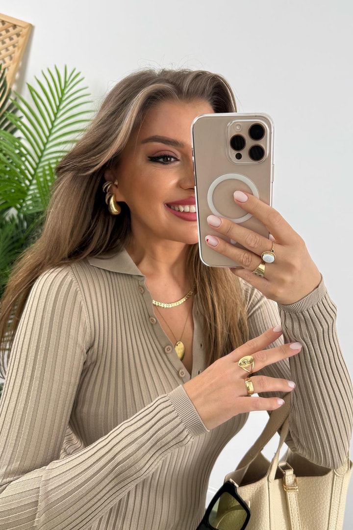 Massi Model 1. Sınıf Kalite İpek Merserize Polo Yaka Uzun Boy Basic Taş