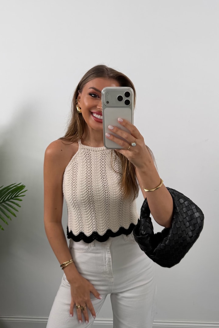 Massi Model Ajurlu Örme Bluz