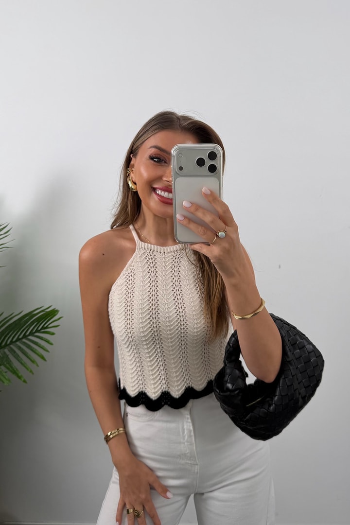 Massi Model Ajurlu Örme Bluz